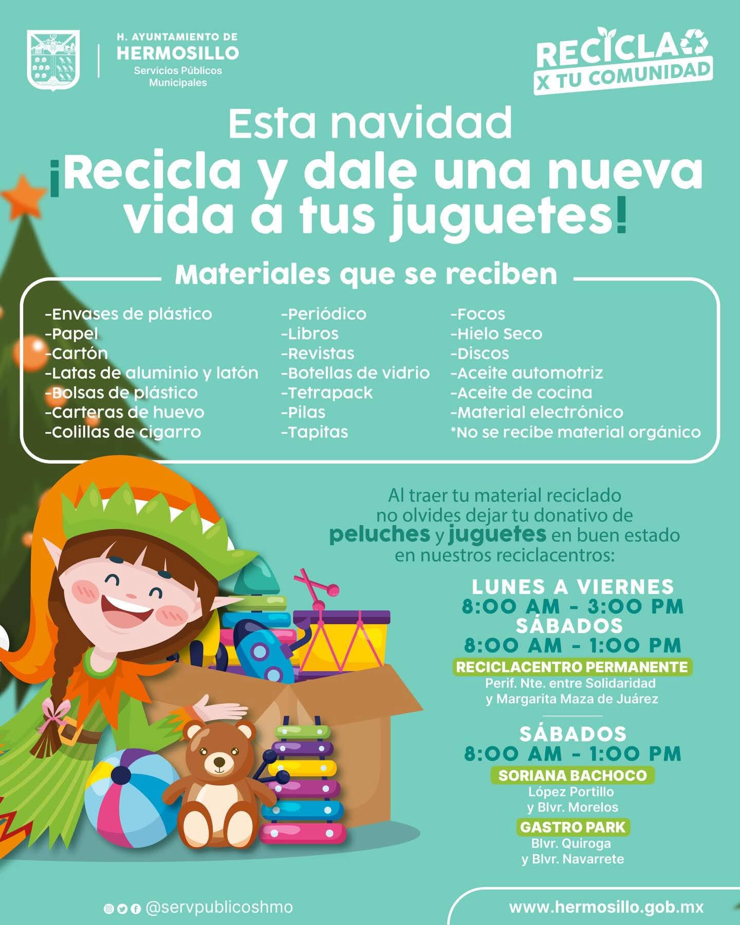 Invita Ayuntamiento de Hermosillo a donar juguetes con la campa&ntilde;a "Recicla y dale una nueva vida a tus juguetes"