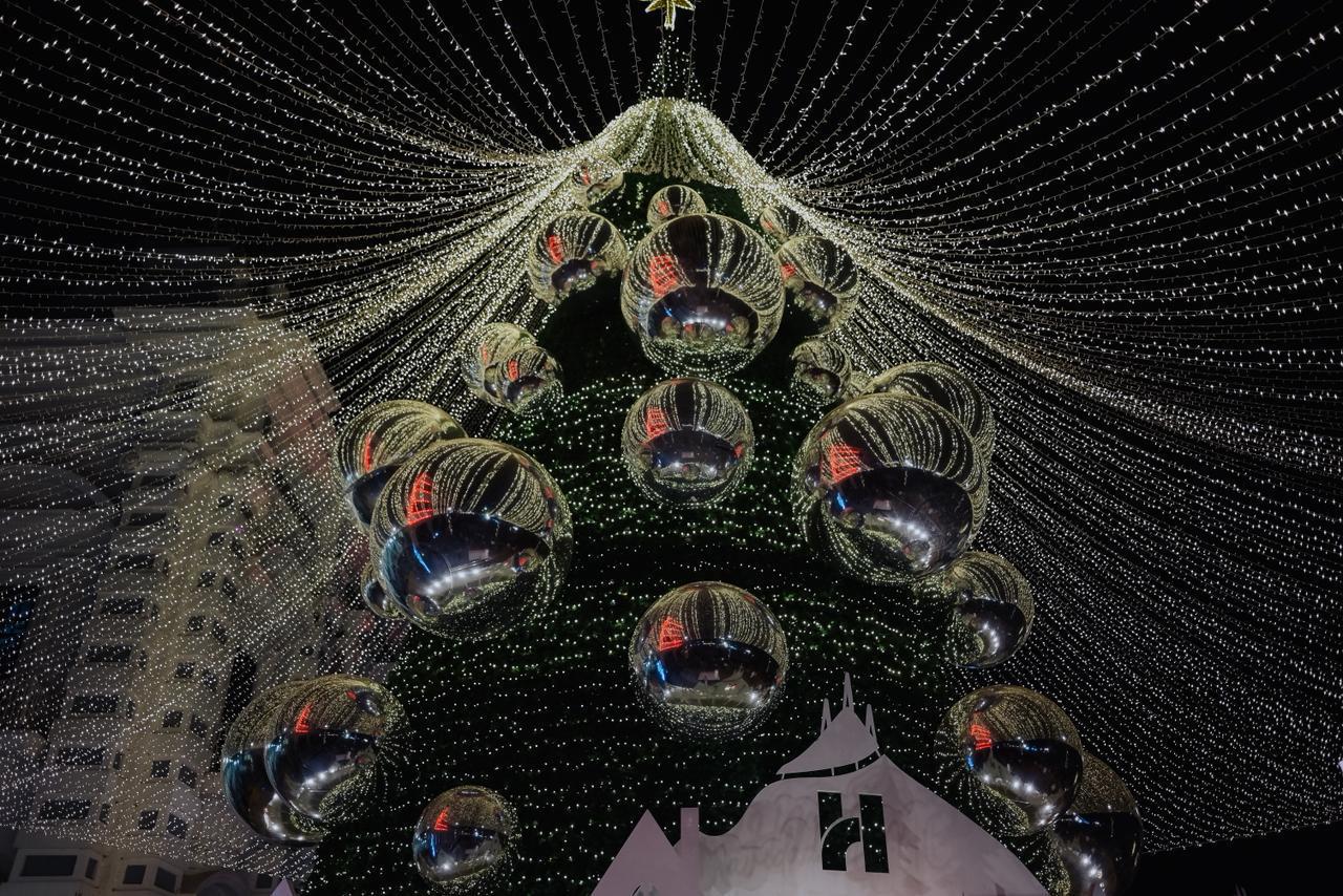 Viven familias hermosillenses espectacular encendido del &aacute;rbol navide&ntilde;o 