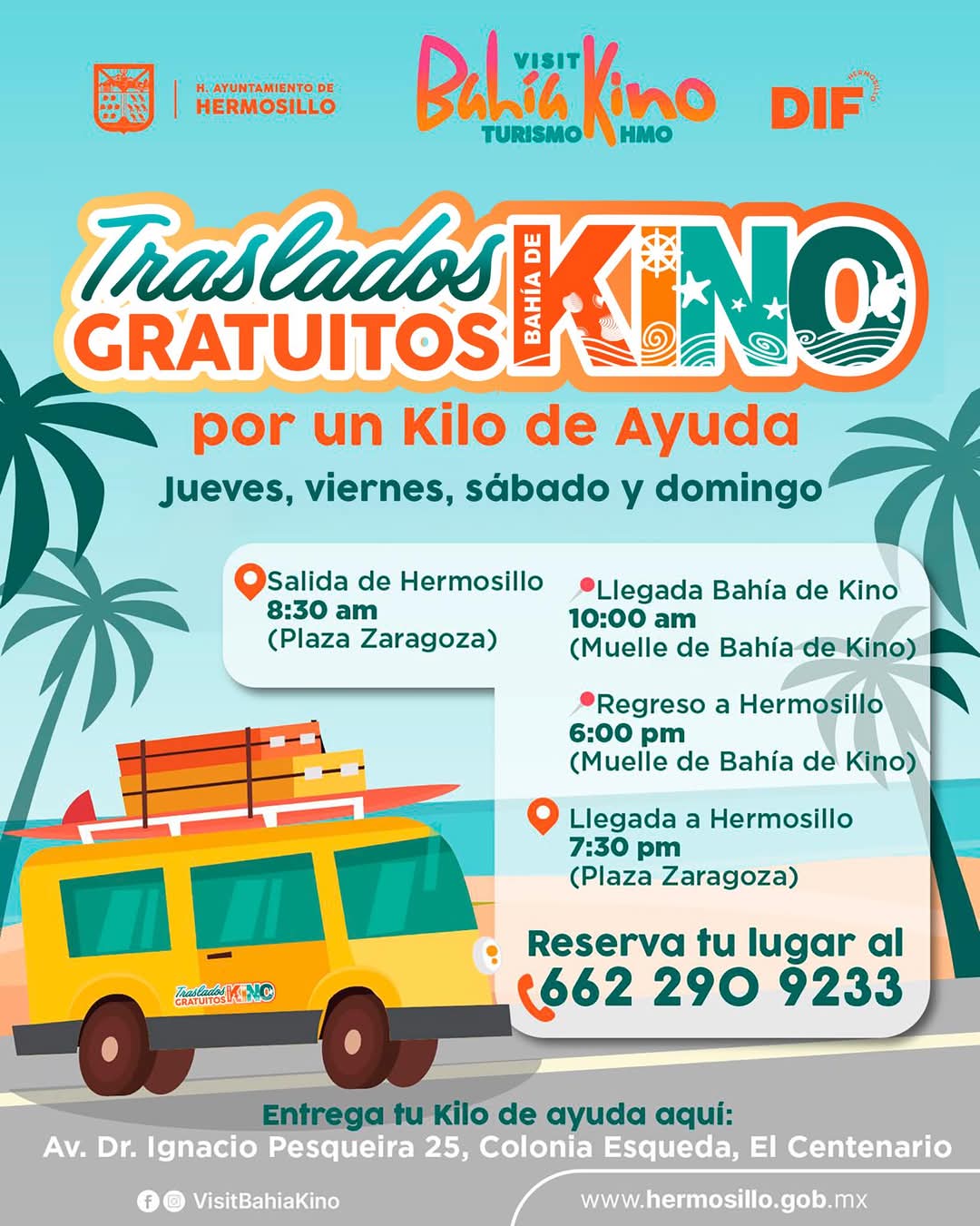 Traslados gratuitos por el Ayuntamiento a Bah&iacute;a de Kino por vacaciones de Semana Santa 