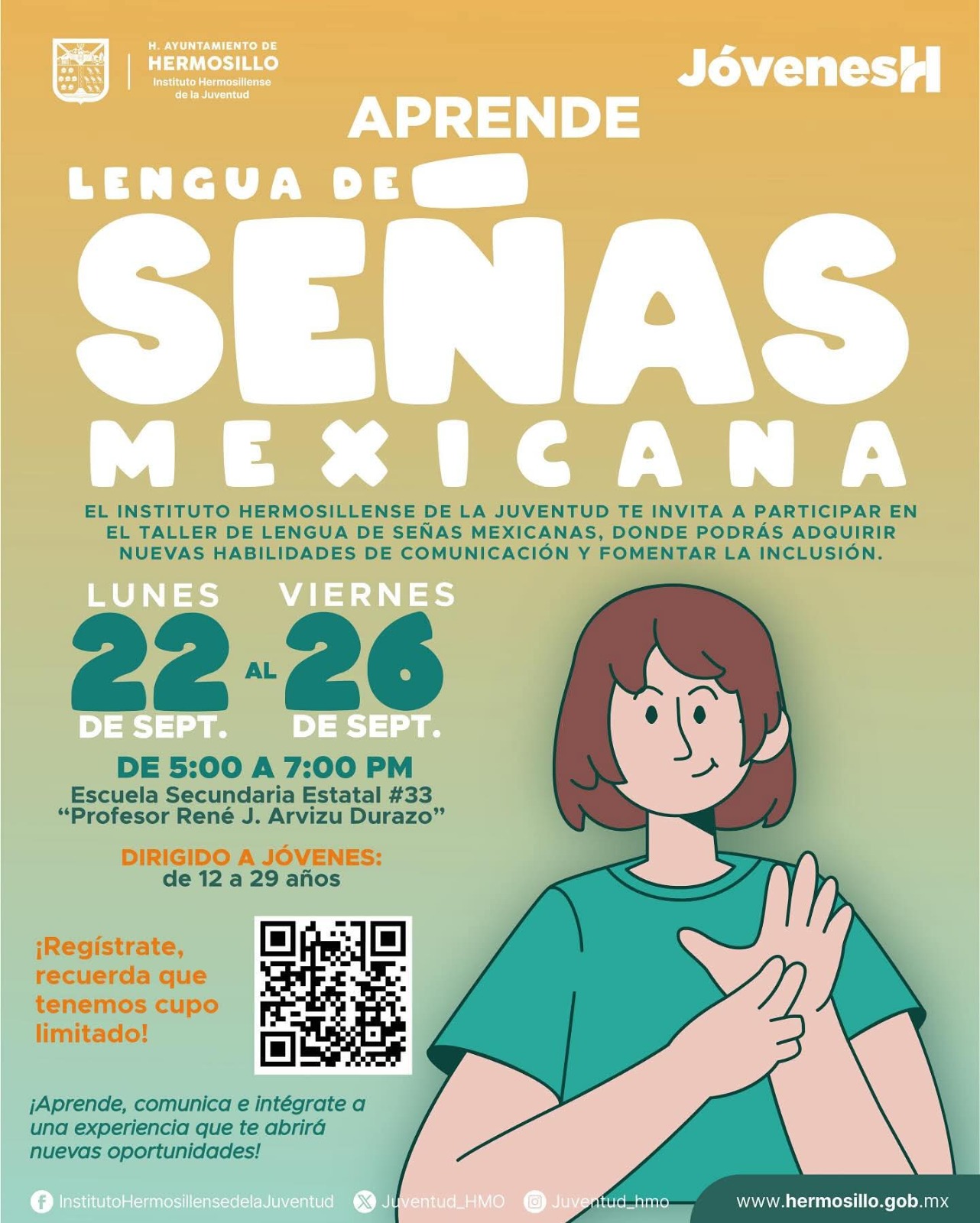 Invita IHJ a taller gratito de Lenguas de Se&ntilde;as Mexicanas