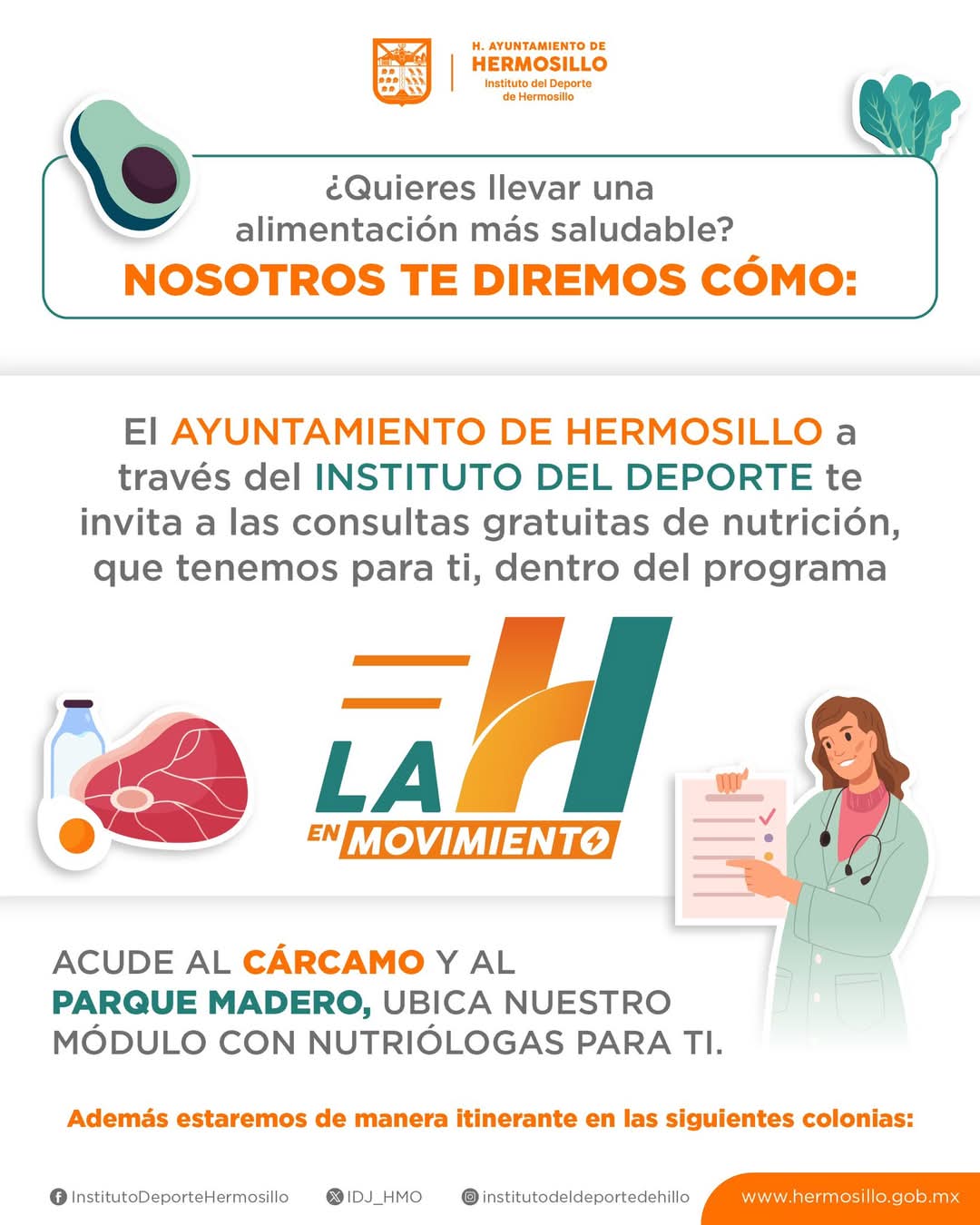 Ofrece Ayuntamiento de Hermosillo Consultas de nutrici&oacute;n gratuitas con la "H en Movimiento"
