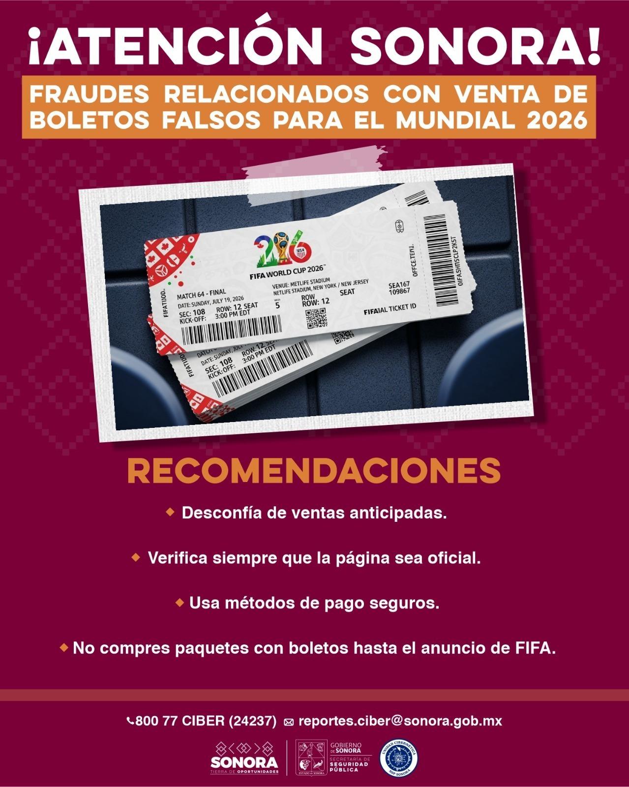 Alerta por fraudes cibern&eacute;ticos relacionados con la Copa Mundial de la Fifa 2026