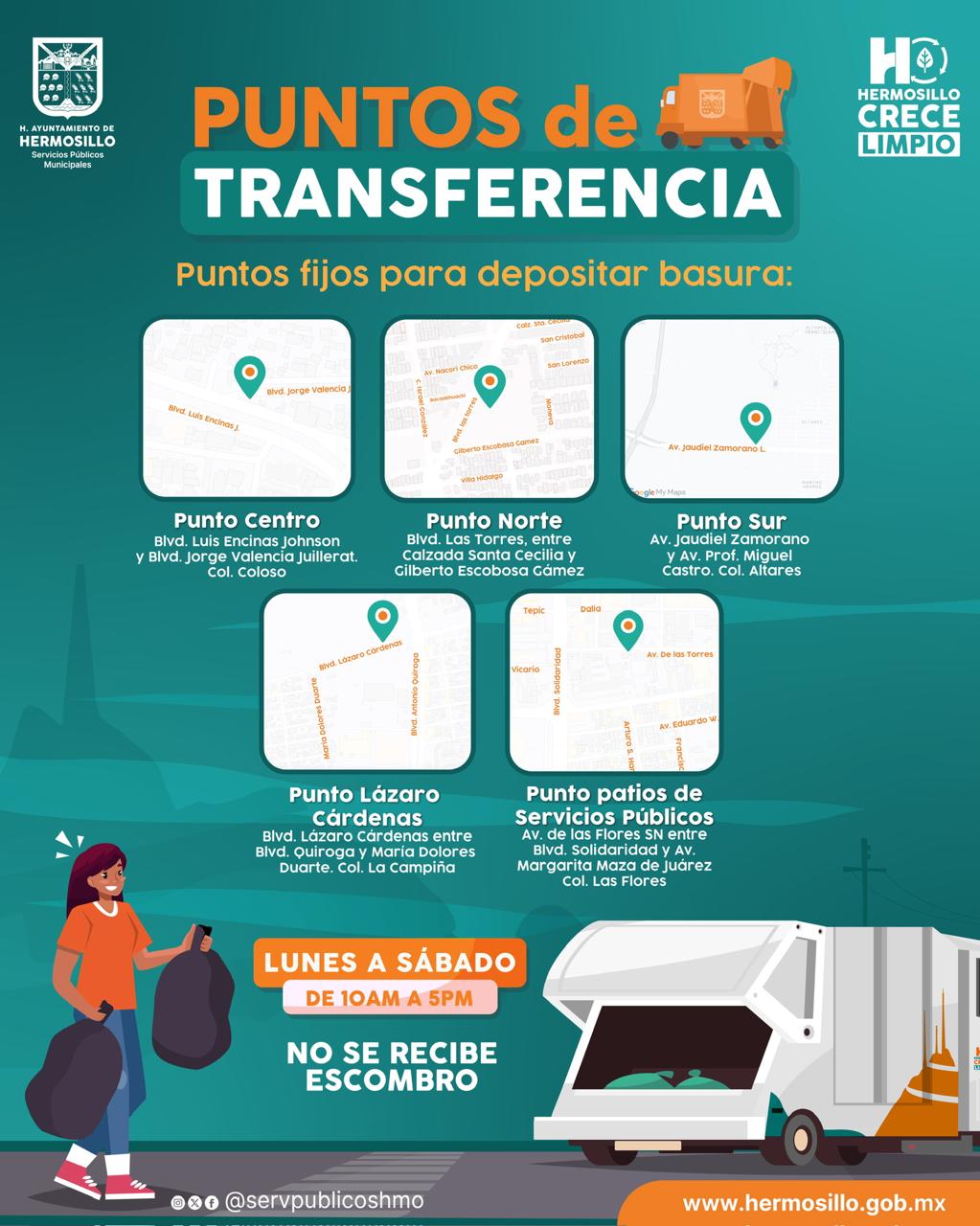  Cuenta Ayuntamiento de Hermosillo con cinco Puntos de Transferencia  para dep&oacute;sito de basura 